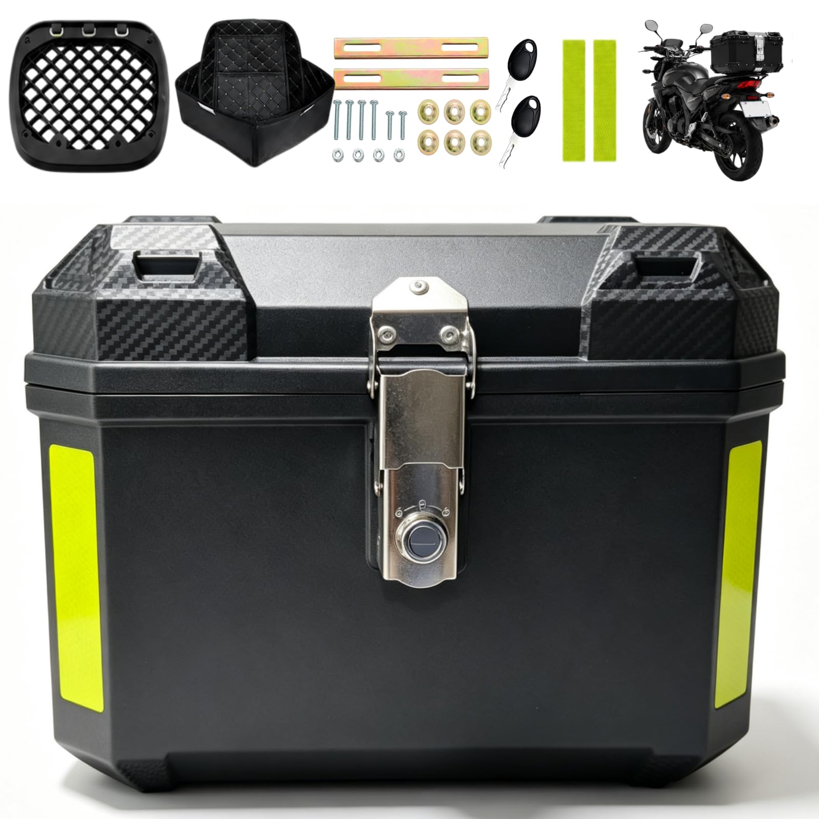 バイクリアボックス アルミトップケース (45L Gold 金) Amazon | 【正規品】バイクリアボックス 大容量(36L/45L/57L) トップ